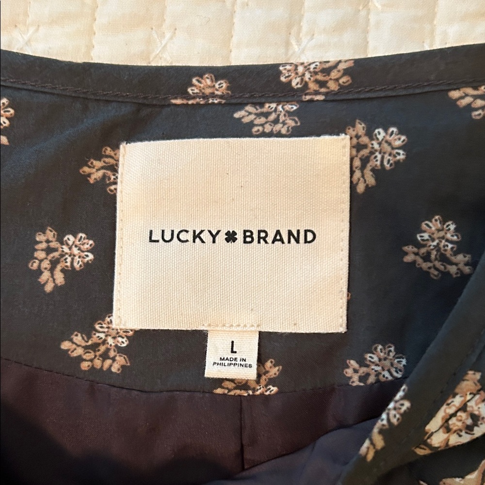 Lucky Brand Dark Green Floral Quilted Jacket - Picture 2 of 5